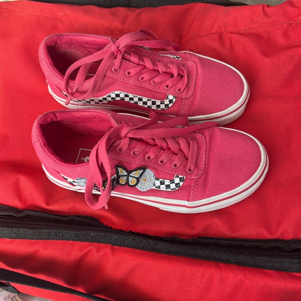 Vans Old School Pink Butterfly Sneakers kids youth Sz 1